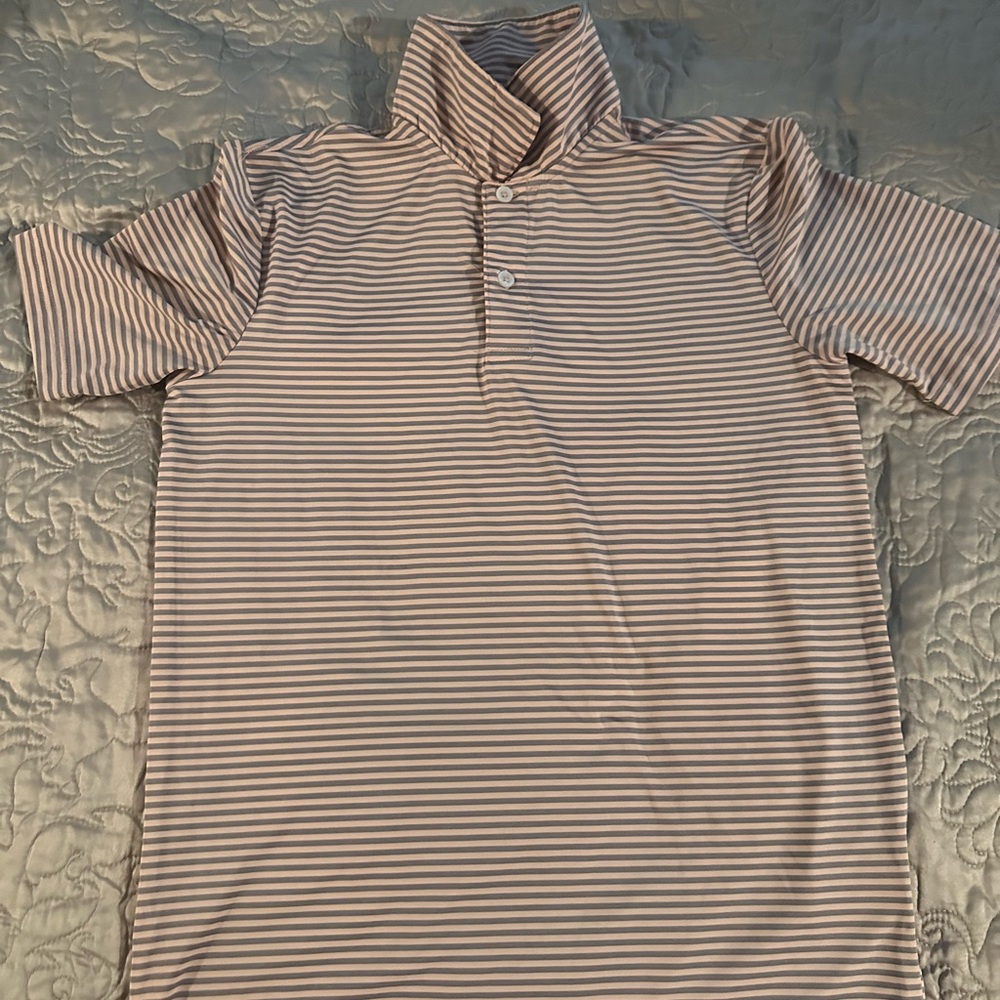 Vineyard Vines Kids Striped Polo - White and Brown